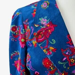 Modcloth XL Jacket Stretch Blazer Spring Boho Retro 70s  Cottage Floral Corduroy